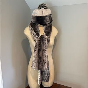 Chinchilla Reversible Winter Hat with Matching Scarf